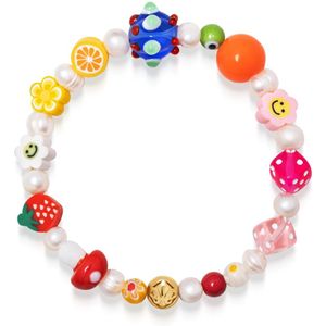 Nialaya, Accessoires, Heren, Geel, M, Berry Pearl Armband met Diverse Kralen