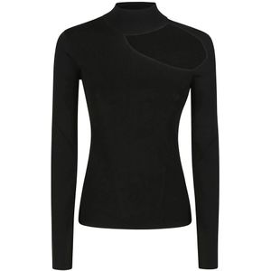 Patrizia Pepe, Truien, Dames, Blauw, XS, Stijlvolle Cut-Out Sweater