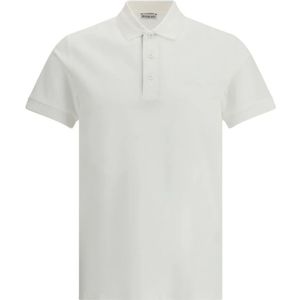 Burberry, Tops, Heren, Wit, L, Katoen, Polo Shirt met Equestrian Knight