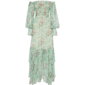 La DoubleJ, Kleedjes, Dames, Groen, M, Groene Zijden Damesmode Jurk