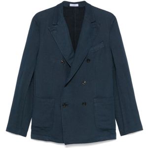 Boglioli, Jassen, Heren, Blauw, XL, Katoen, Ocean Blue Double-Breasted Blazer