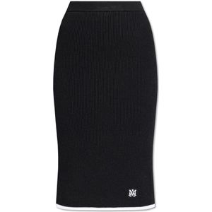 Amiri, Rokken, Dames, Zwart, XS, Polyester, Geribde Rok