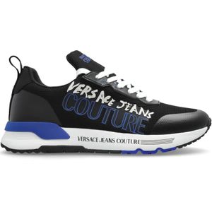Versace Jeans Couture, Schoenen, Heren, Zwart, 45 EU, Sportschoenen met logo