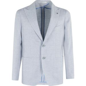 Tagliatore, Jassen, Heren, Blauw, 2Xl, Wol, Jacket 1 Breast Lance Linnen Wol Twill
