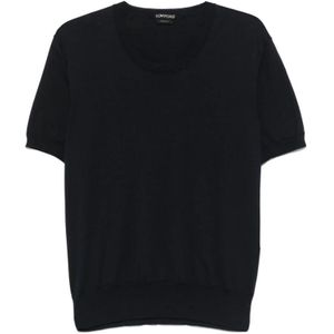 Tom Ford, Tops, Heren, Blauw, L, Katoen, Trui met ronde hals