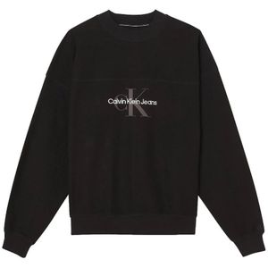 Calvin Klein, Sweatshirts & Hoodies, Heren, Zwart, L, Katoen, Textured Oversized Sweatshirt