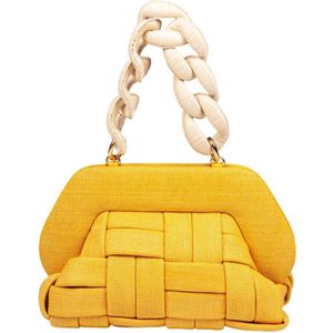 THEMOIRè, Tassen, Dames, Geel, ONE Size, Canvas Clutch Tas Geel Oker
