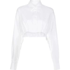 Alexander Wang, Blouses & Shirts, Dames, Wit, M, Katoen, Kort katoenen overhemd met trekkoord