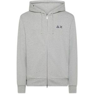Sun68, Sweatshirts & Hoodies, Heren, Grijs, 3Xl, Katoen, Katoenen Hoodie met Rits