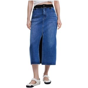Desigual, Rokken, Dames, Blauw, L, Katoen, Lange jurk voor vrouwen