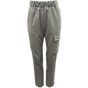 Lis Lareida, Broeken, Dames, Grijs, M, Wol, Elastische taille wollen broek met zakken