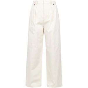 Tela, Broeken, Dames, Beige, S, Katoen, Wijde Manchester Drill Broek