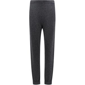 Saint Laurent, Broeken, Dames, Grijs, S, Kasjmier, Kasjmier Geribbelde Taille Slim Fit Broek