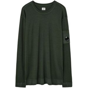 C.p. Company, Sweatshirts & Hoodies, Heren, Groen, XL, Groene Jersey Sweatshirt met Logo op de Mouw