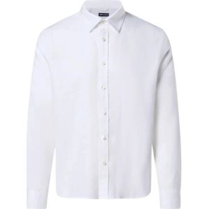 North Sails, Overhemden, Heren, Wit, L, Linnen, Linnen shirt met logo en knopen