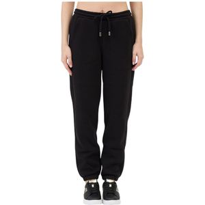 Ermanno Scervino, Broeken, Dames, Zwart, M, Katoen, Logo Joggingbroek Zwart Elastische Taille