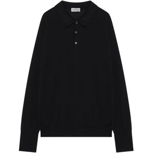 John Smedley, Tops, Heren, Blauw, S, Lange Mouw Polo Shirt