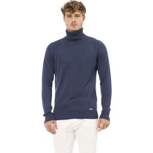 Baldinini, Truien, Heren, Blauw, L, Trendy Sweater - Lange Mouwen - Geribbeld