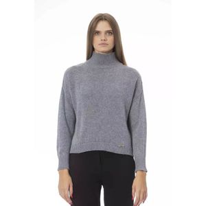 Baldinini, Truien, Dames, Grijs, S, Wol, Grijze Wollen Dames Trui