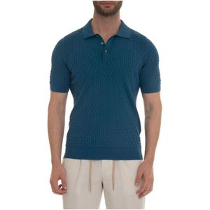 Gran Sasso, Tops, Heren, Blauw, 4Xl, Katoen, Jersey polo shirt