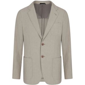 Giorgio Armani, Jassen, Heren, Grijs, L, Duif Grijs Jas Amandel Beige Stijl