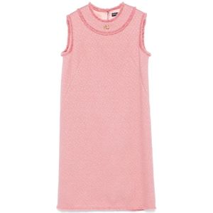 Dolce & Gabbana, Kleedjes, Dames, Roze, XS, Flamingo Pink Frayed Sleeveless Jurk