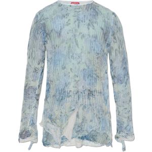 Diesel, Tops, unisex, Blauw, L, Katoen, Top K-Aasmos-A