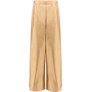 Max Mara, Broeken, Dames, Bruin, S, Elastische taille zijden broek bruin