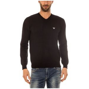 Armani Jeans, Truien, Heren, Zwart, S, Gezellige Gebreide Trui