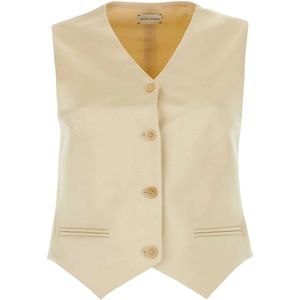 Magda Butrym, Jassen, Dames, Geel, XS, Katoen, Crème Katoenmix Vest voor Vrouwen