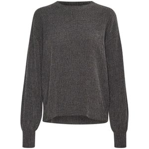 Kaffe, Truien, Dames, Grijs, XL, Polyester, Donkergrijze Melange Blouse met Lange Mouwen