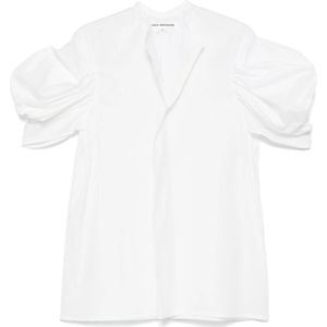 Junya Watanabe, Blouses & Shirts, Dames, Wit, S, Katoen, Witte Katoenen Ballonmouw Top