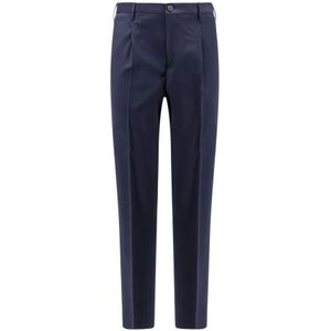 Incotex, Broeken, Heren, Blauw, XL, Wol, Blauwe Wollen Broek Slim Fit