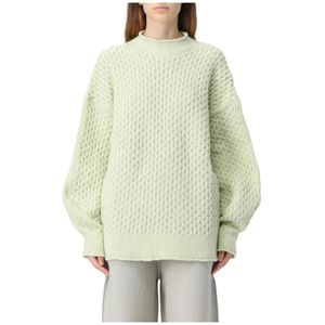rus, Truien, Dames, Groen, S, Wol, Groene Gebreide Trui met Textuur