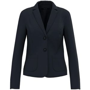 Marc Cain, Jassen, Dames, Blauw, M, Leer, Stretchjersey Blazer met Mouwsplitten
