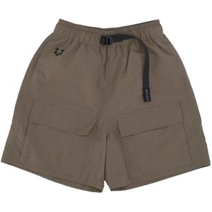 Usual, Korte broeken, Heren, Bruin, M, Nylon, Mud Brown Cargo Shorts Elastische Sluiting