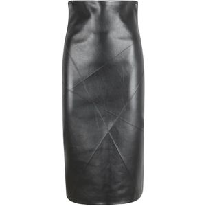 Sportmax, Rokken, Dames, Zwart, XS, Leer, Midi Rok