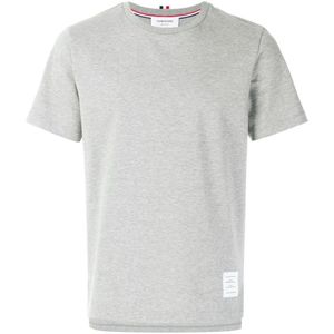 Thom Browne, Tops, Heren, Grijs, L, Grijze Zijgleuf Tee Polos