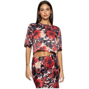 Kocca, Blouses & Shirts, Dames, Veelkleurig, S, Bloemig V-hals Crop Blouse