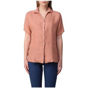 Fay, Blouses & Shirts, Dames, Roze, M, Linnen, Roze Linnen Overhemd Relaxte Pasvorm