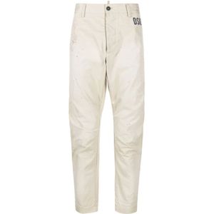 Dsquared2, Broeken, Heren, Beige, S, Katoen, Stamps Chino Broek