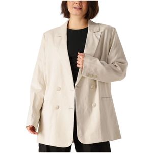Gestuz, Jassen, Dames, Wit, M, Linnen, Linnen blazer in stijlvol off-white