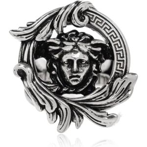 Versace, Accessoires, unisex, Grijs, 52 MM, Ring met Medusa-hoofdmotief