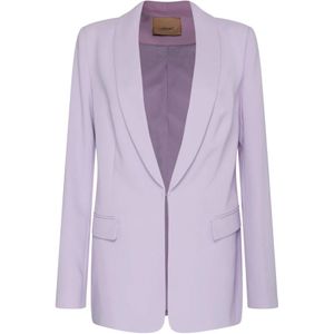 Twinset, Jassen, Dames, Paars, L, Polyester, Lilla Monopetto Blazer met Rechte Lijn