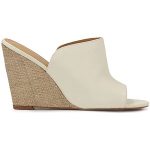 Kazar, Schoenen, Dames, Beige, 39 EU, Leer, Slippers met brede band op hakken