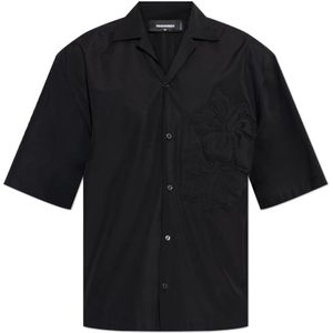 Dsquared2, Overhemden, Heren, Zwart, S, Katoen, Shirt met applicatie