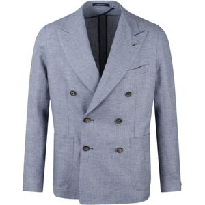 Tagliatore, Jassen, Heren, Blauw, S, Katoen, Dubbelbreasted jas