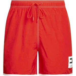 Tommy Hilfiger, Badkleding, Heren, Rood, XL, Polyester, Medium Zwemshort met Trekkoord