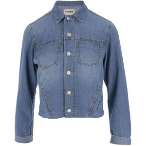 L'Agence, Jassen, Dames, Blauw, S, Denim, Denim Jack met Knoopsluiting