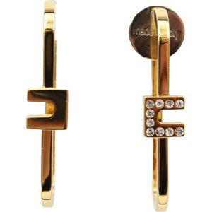 Elisabetta Franchi, Accessoires, Dames, Geel, ONE Size, Gouden metalen oorbellen met strass-steentjes